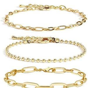 CONRAN KREMIX Gold Chain for Women Girls 14K Gold Plated Dainty  Bracelet